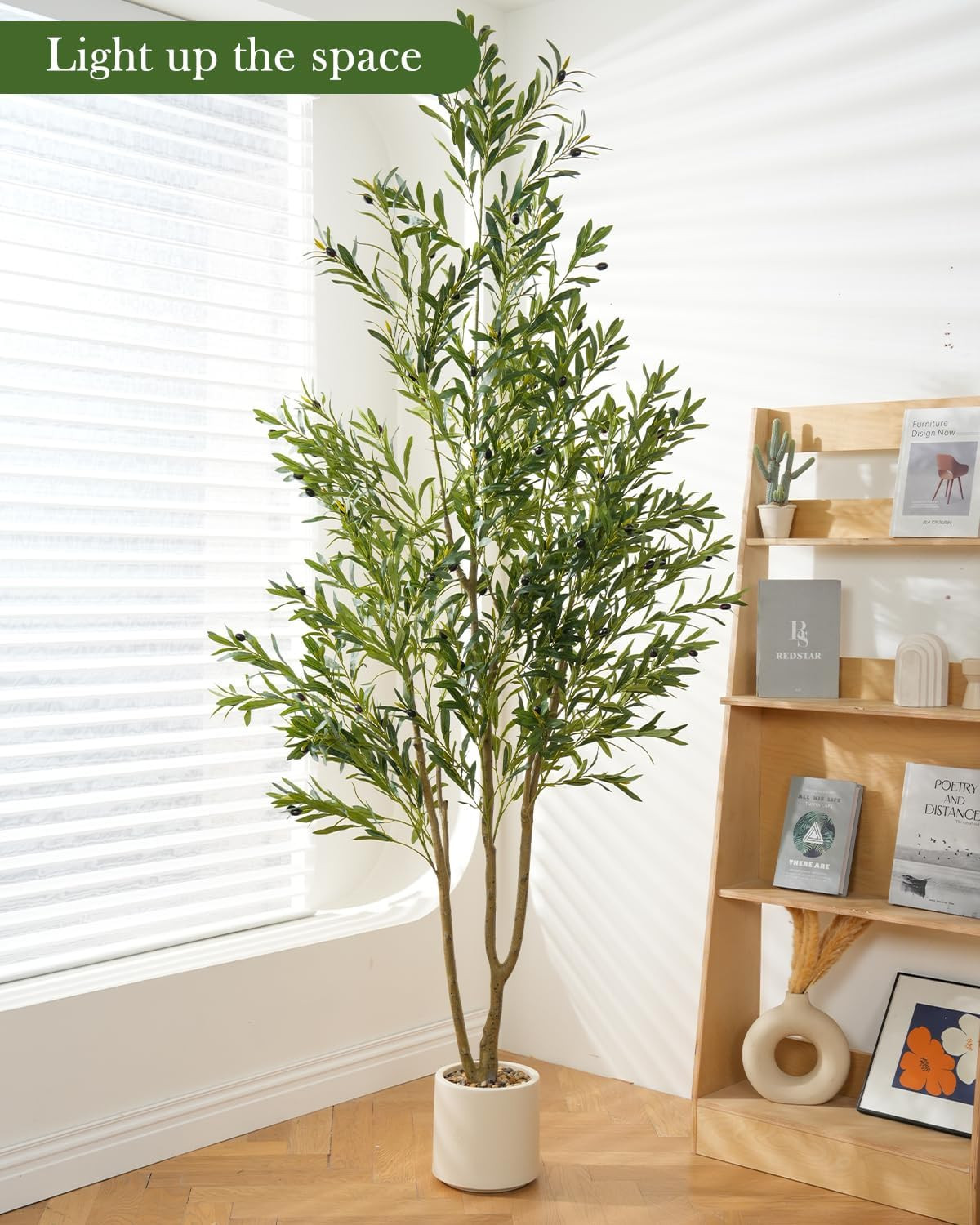 7FT Olive Tree Faux Plant with Pot – Realistic Indoor Decor for Home & Office