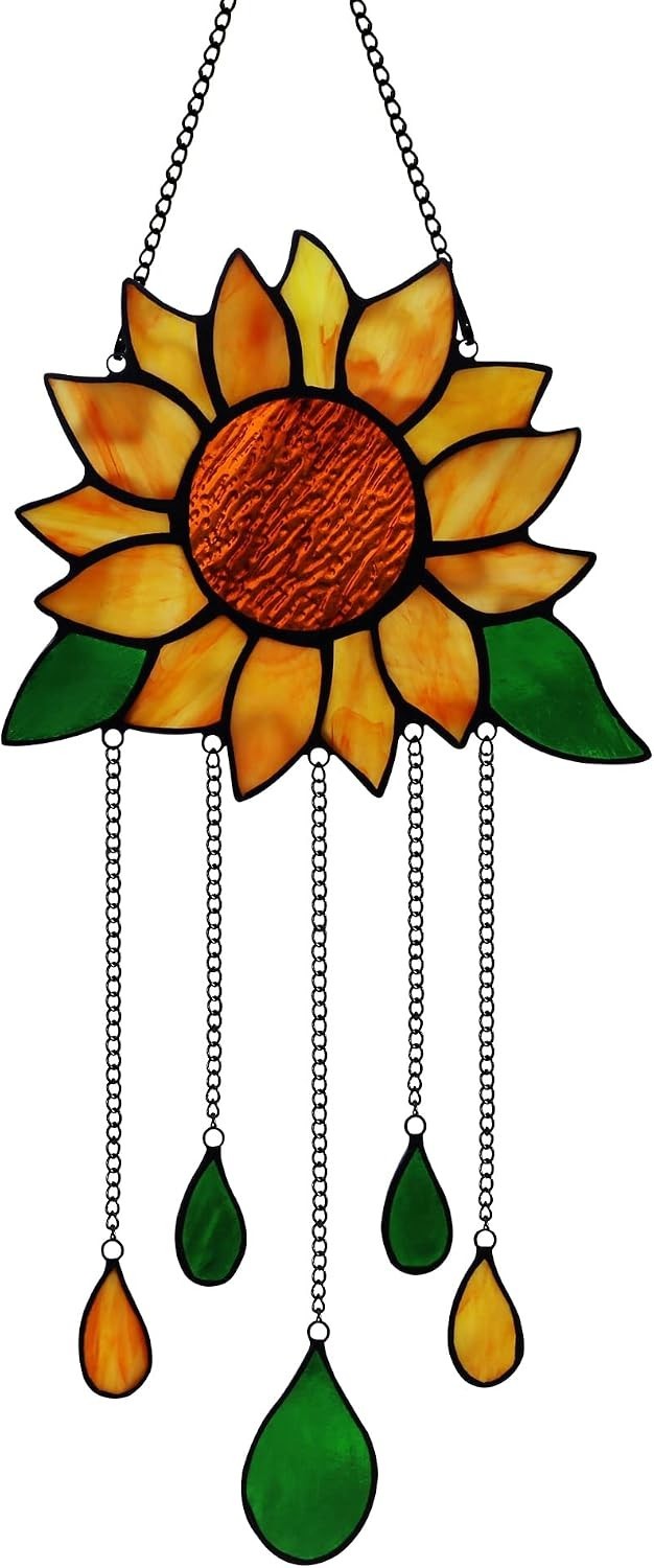 Sunflower Stained Glass Window Hanging