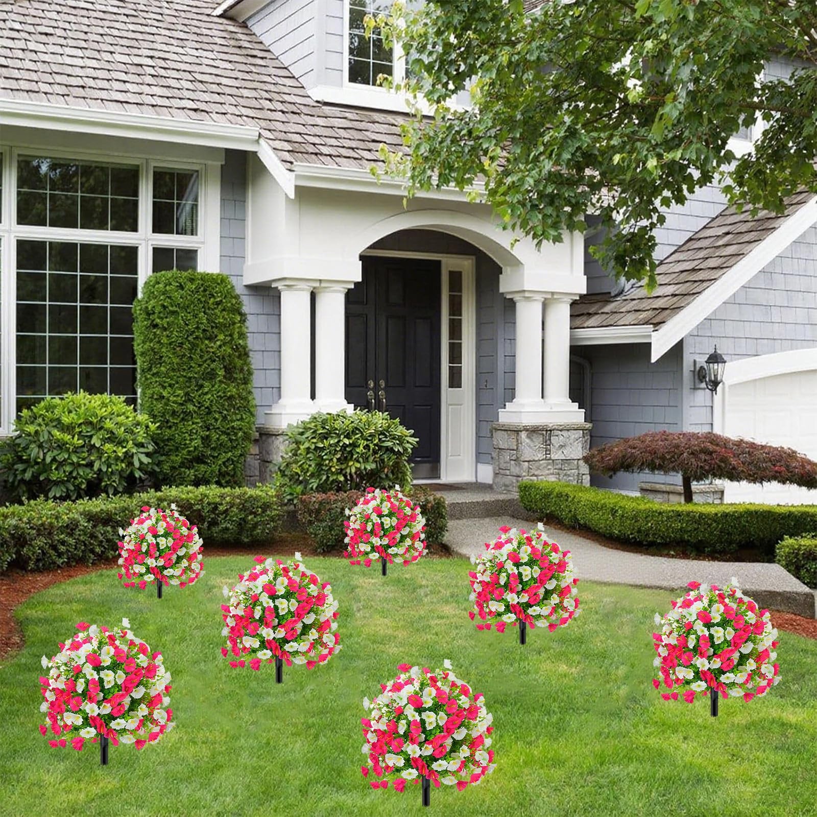 Artificial Morning Glory Topiary Trees, 1 Set of Silk Colorful Resistant Real…