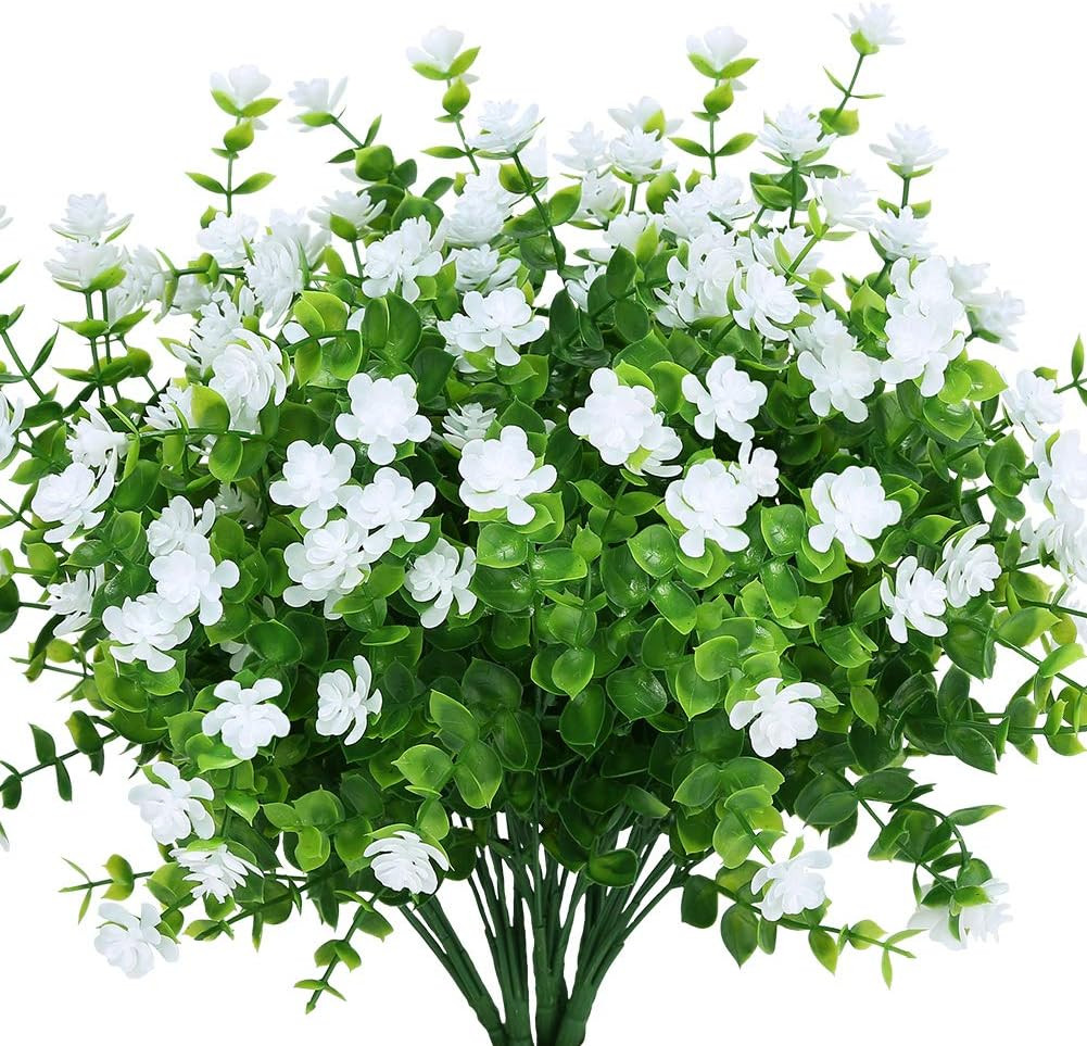 Artificial Flowers Fake Outdoor UV Resistant Boxwood Plants Shrubs 4 Pack, Faux
