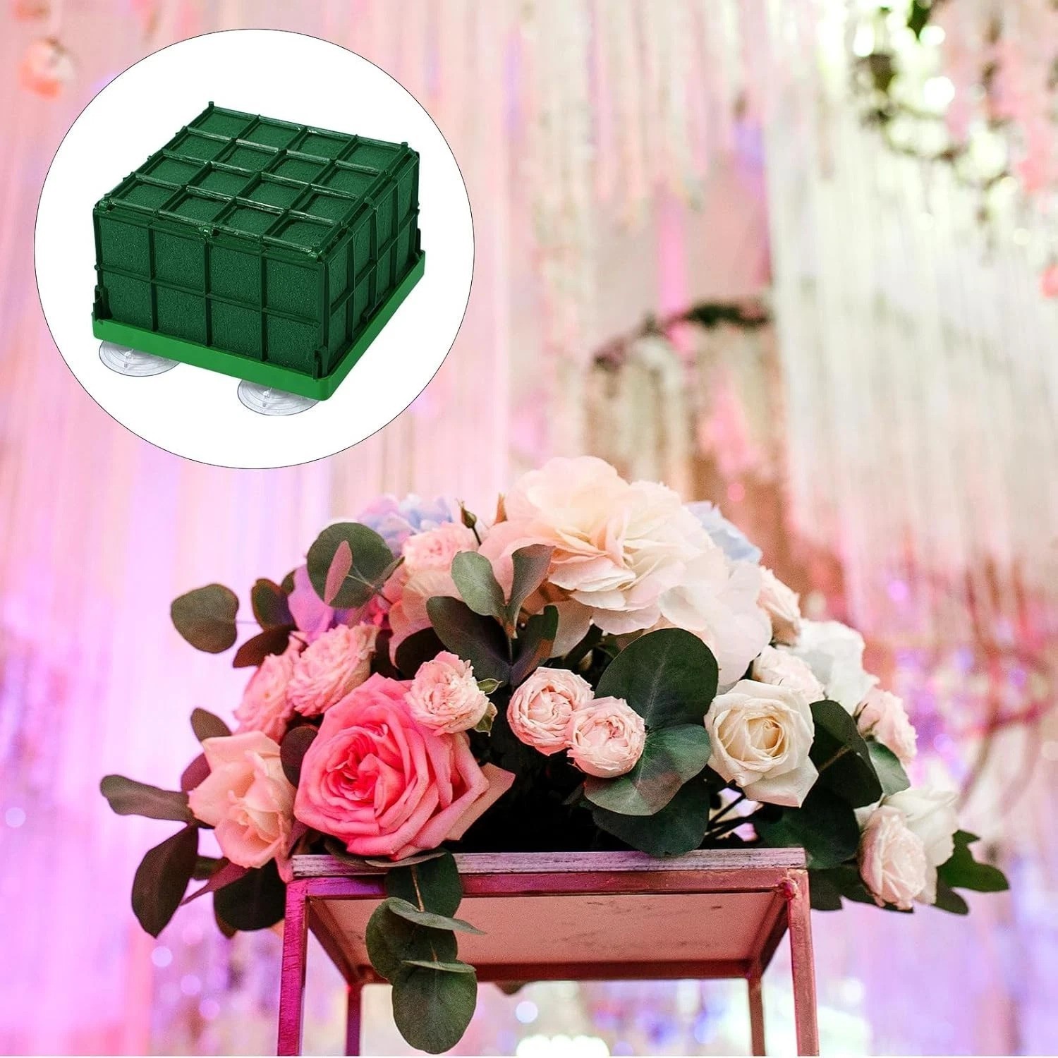 Durable 16pc Floral Foam Cages – Modern Square Metal, 4.3″ for Fresh Flowers