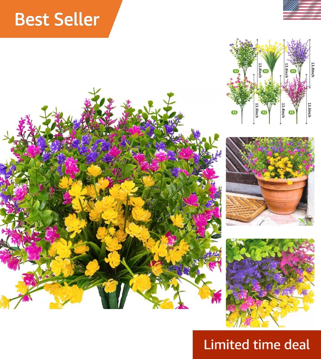 Lifelike 12 Bundle Artificial Flower Boxwood & Daffodils for Weddings & Gardens