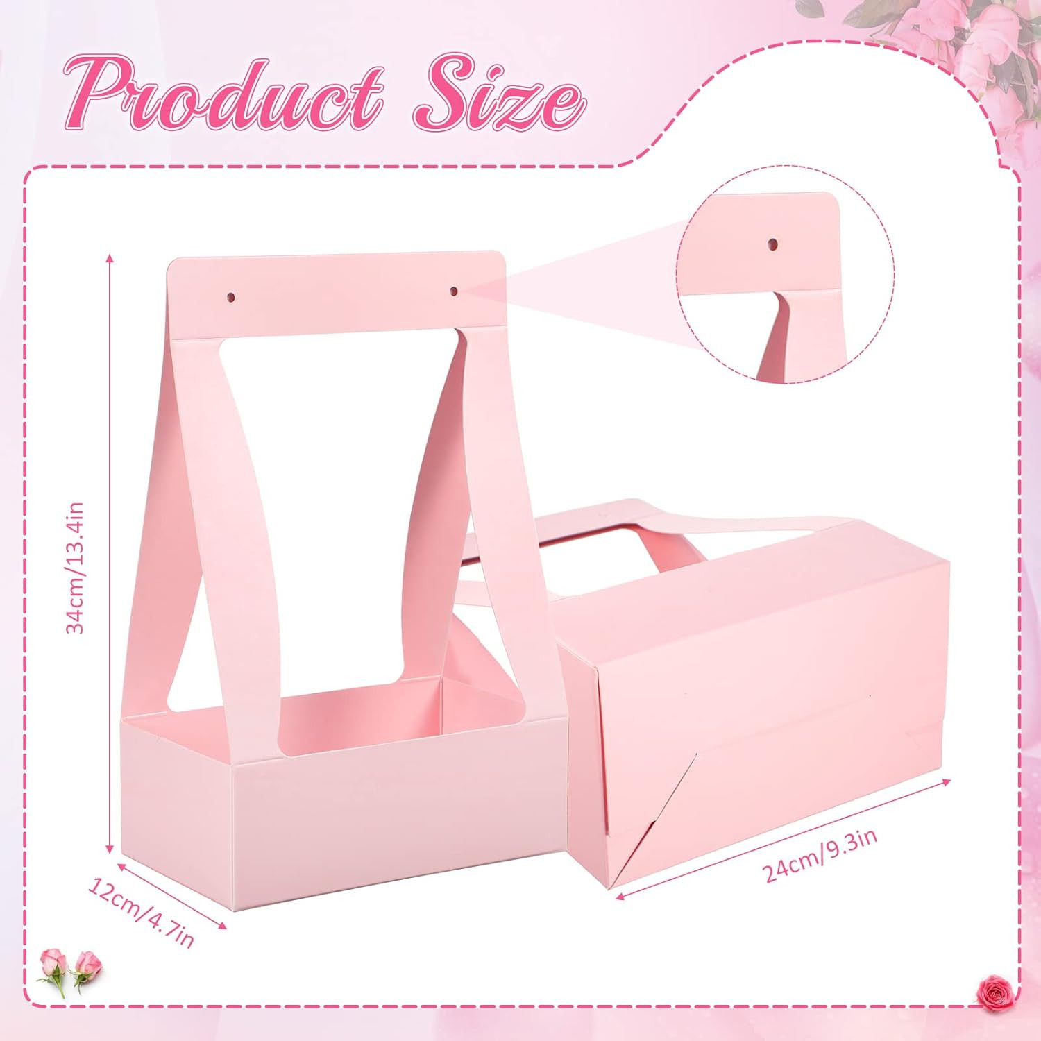 12 Pcs Mother’S Day Flower Boxes for Arrangements Paper Pink Flower Gift Bags fo