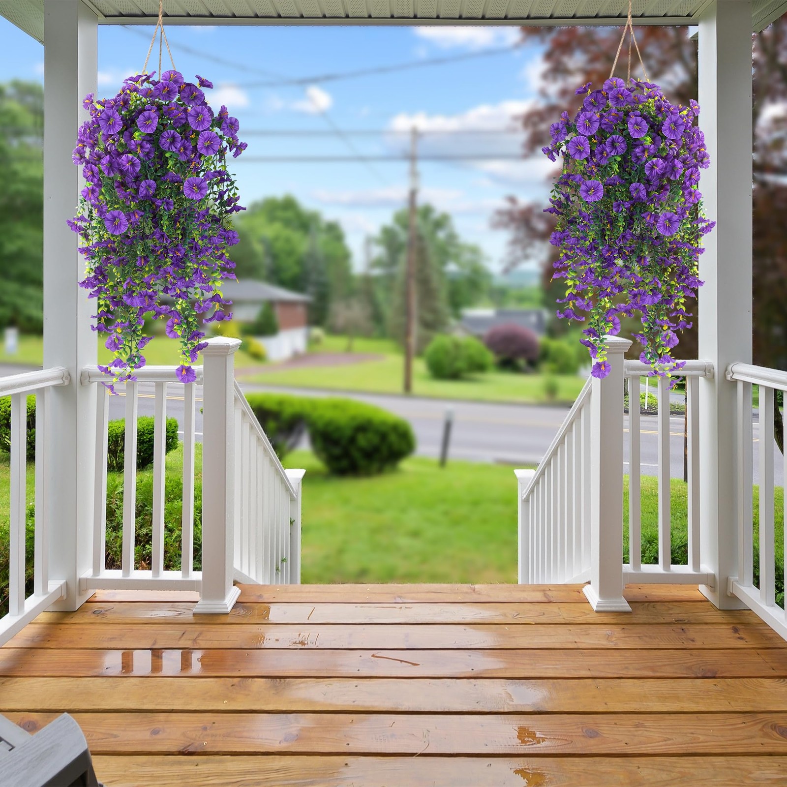 Artificial Fake Hanging Flowers Plants for Outdoor Outside Spring Summer Deco…