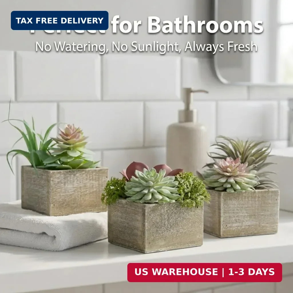 Succulent Plants Artificial for Home Bathroom Decor Fake Plants 3 Pack | Fake Su