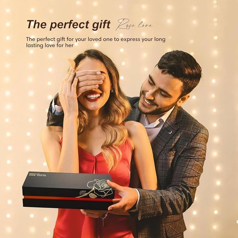24K Gold Dipped Real Rose Gift Her Eternal Love Home Decor Romantic Keepsake New