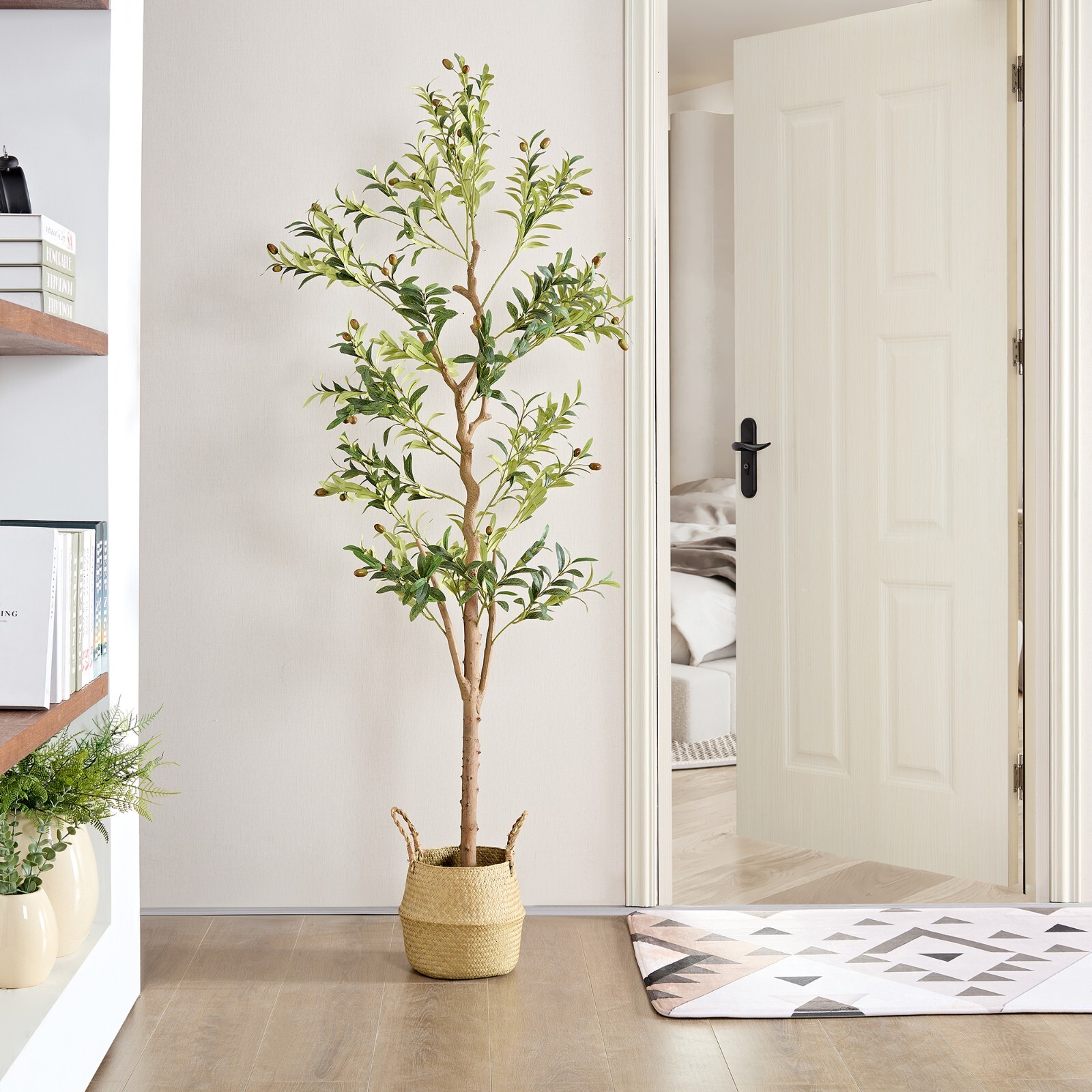 5ft/6ft Tall Artificial Olive Tree In Pot Fake Plant Home Indoor Outdoor Decor