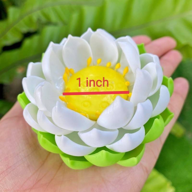 Lotus Flower Air Dry Clay Artificial Gold White Buddha Stand Pedestal Offering