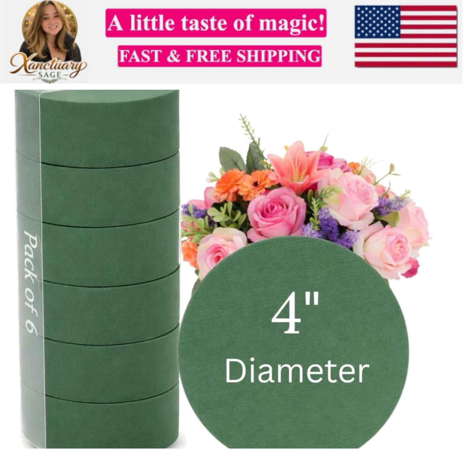 Floral Foam Round Blocks for Flower Arrangements, Green Florist Flower Foam f…