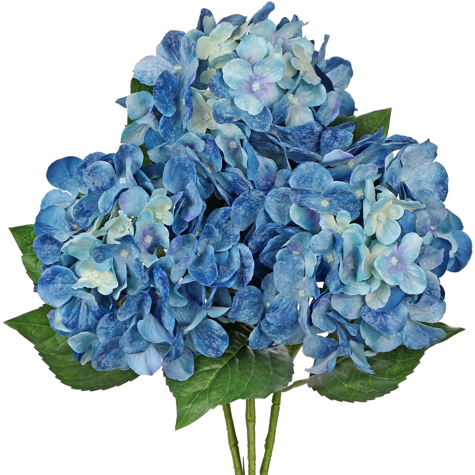 22″ Blue Hydrangea Artificial Flowers with Large Bloom, Silk Hydrangea Flower…