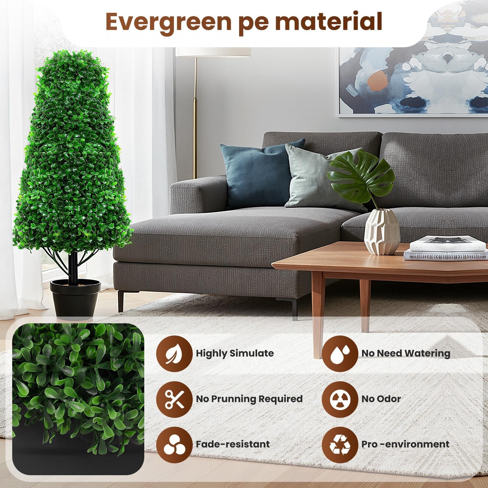 2 PCS 30″ Artificial Boxwood Topiary Trees UV Resistant Topiary Realistic Trees