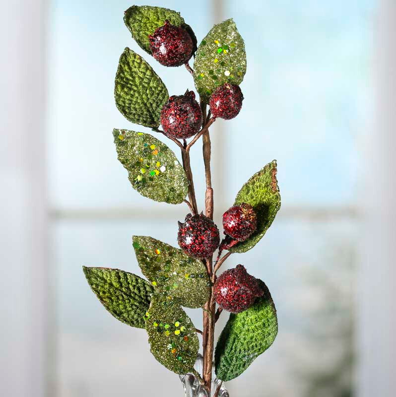 Pack of 4 Burgundy Glittered Artificial Berry 18″ Floral Sprays