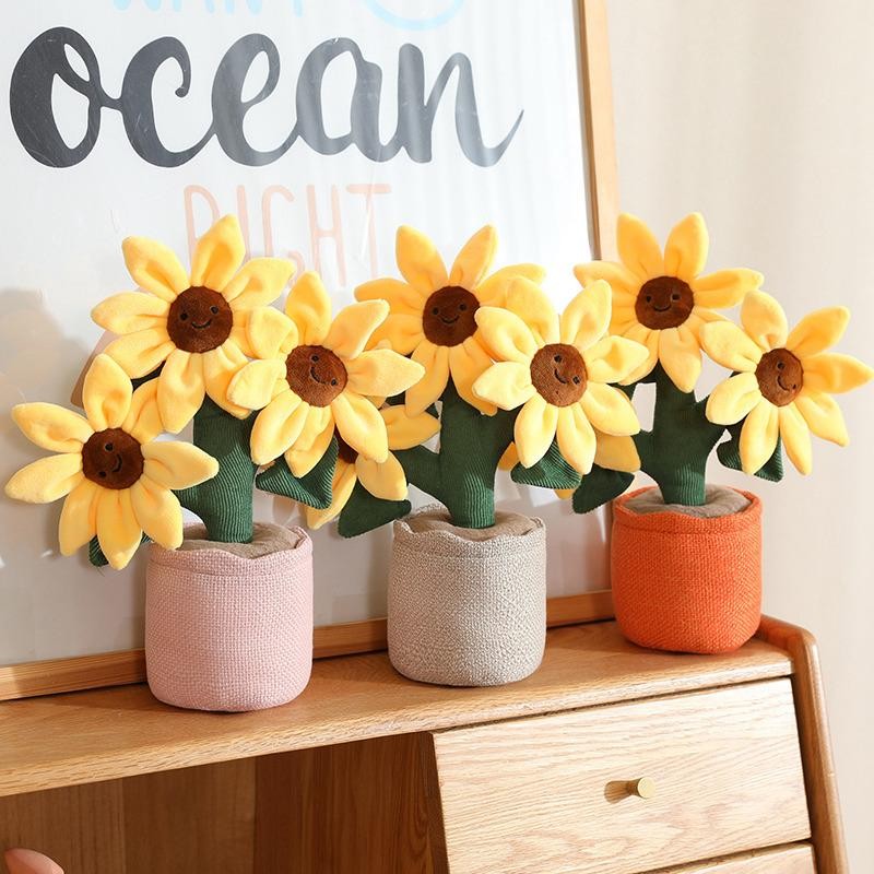 Sunflower Plush Doll Bouquet 32cm Simulation Flower Home Car Decor