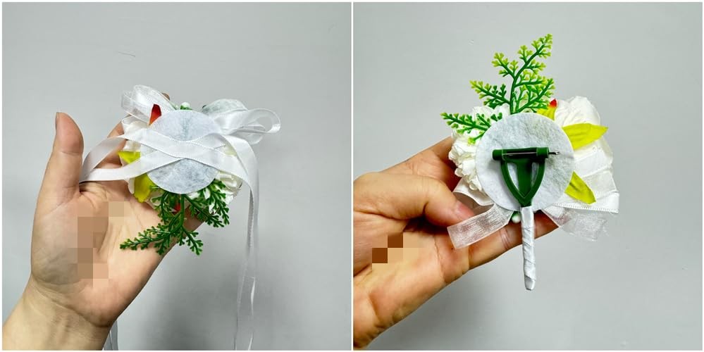 Rose White Flower Corsage and Boutonniere Set 2,Handmade Silk Flower Corsage …