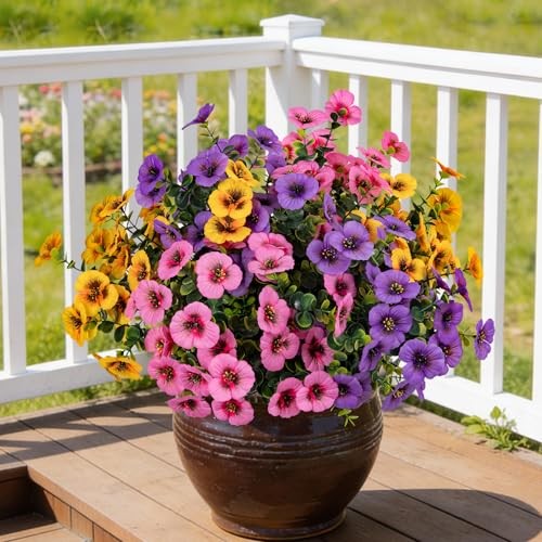 17 Inch Artificial Faux Pansy Flowers for Light Purple,pink,dark Yellow