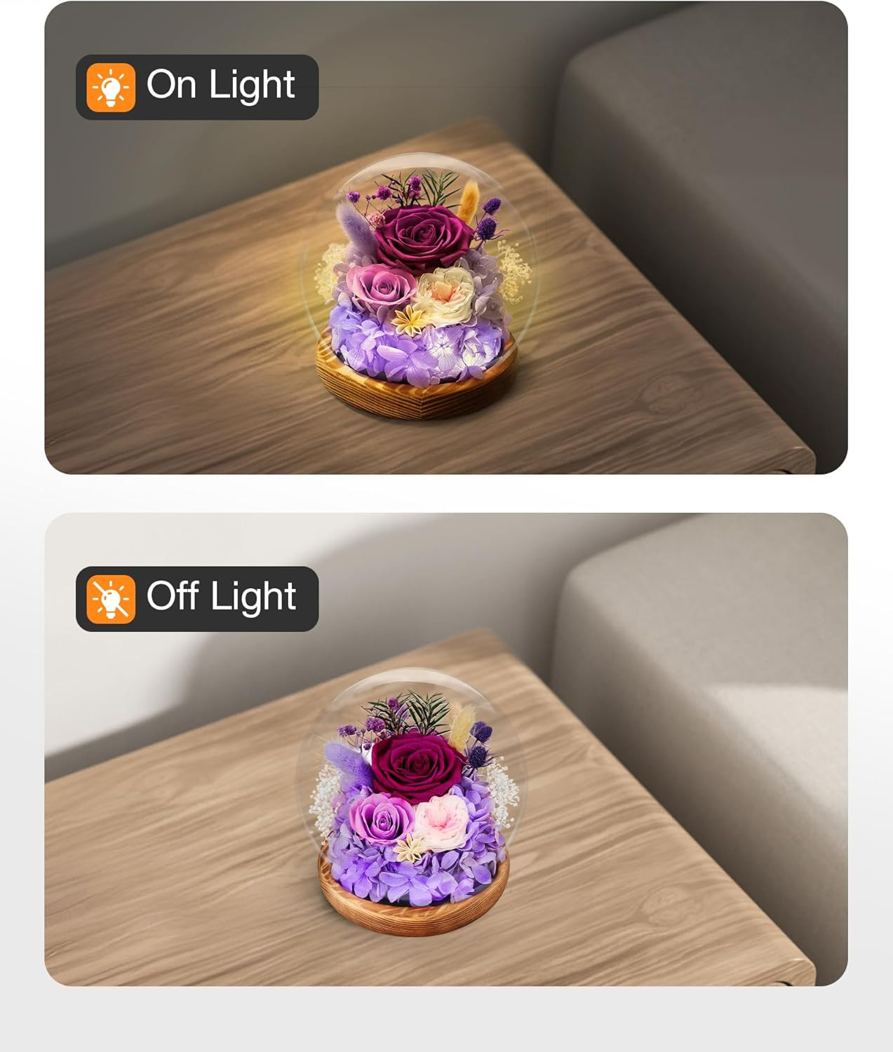 Preserved Rose Forever Flower with Light, Flowers for Delivery Prime, Birthday G