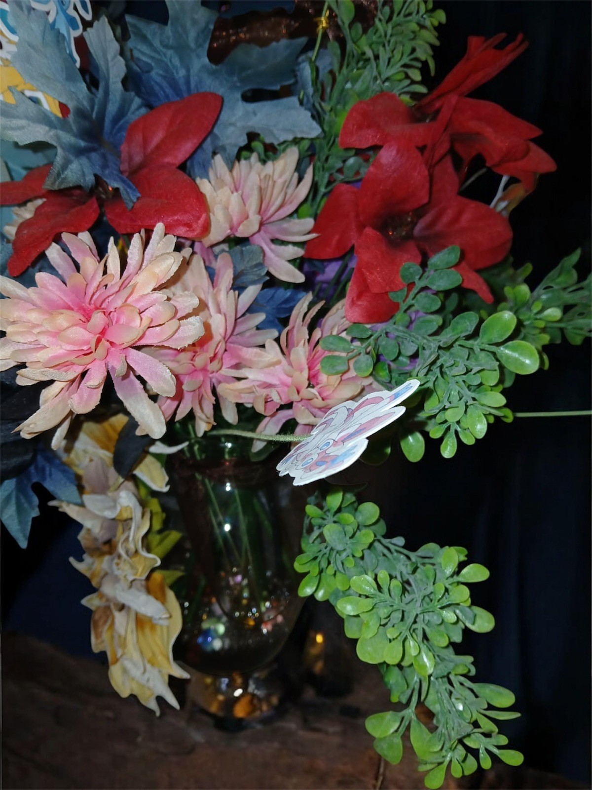 Custom Order Artificial Flower Arrangement In Glass Vase