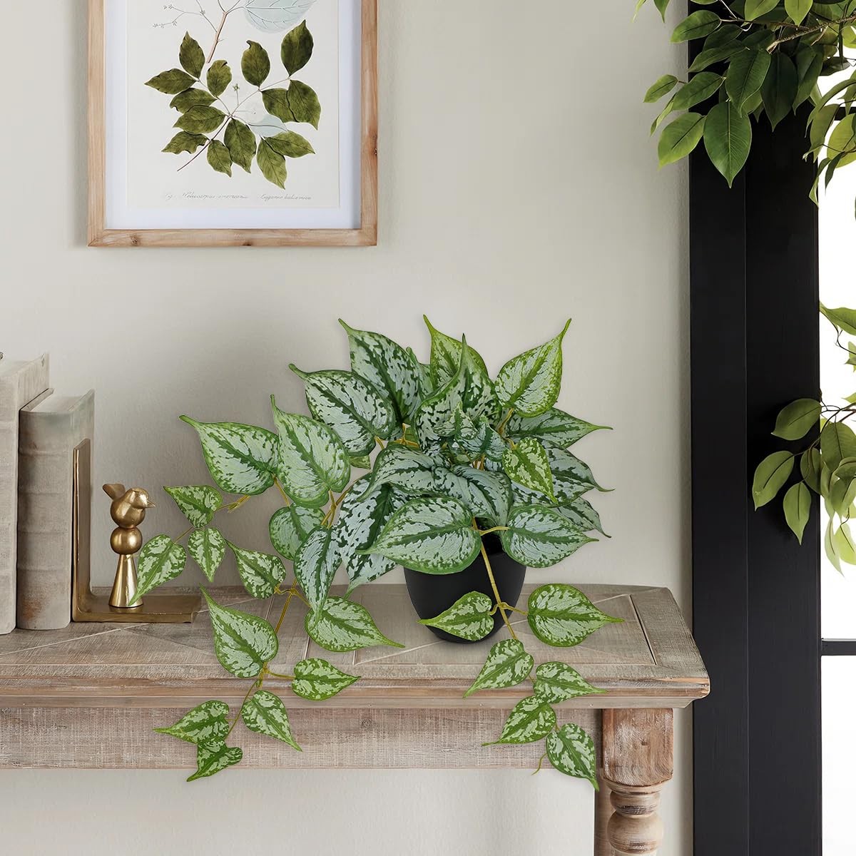 Artificial Potted Silk Ivy Vine Plants Faux Greenery Home Office Decor 17.7 In