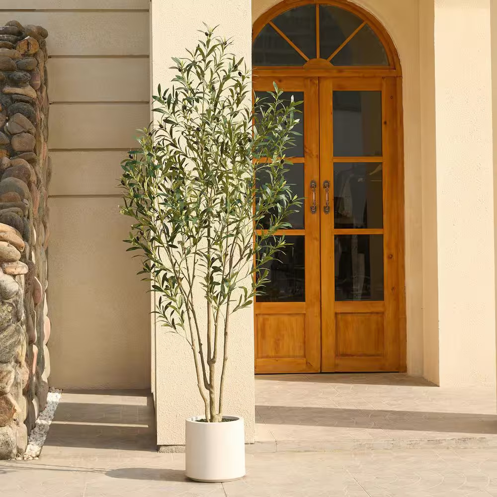 7Ft.Artificial Olive Tree Indoor/Outdoor- Faux Plant Uv-Resistant ,Dense Foli…