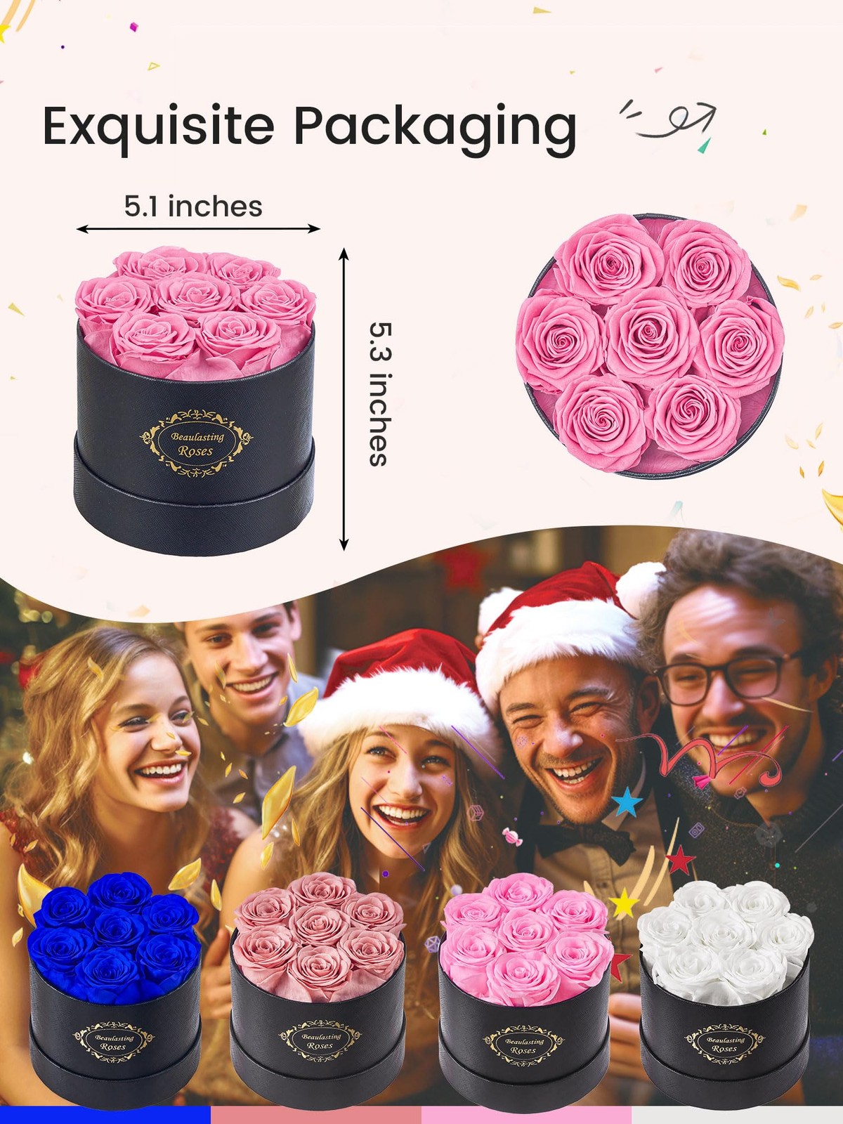 Beaulasting Preserved Roses In Box Forever Flowers Round Black Box Pink Rose