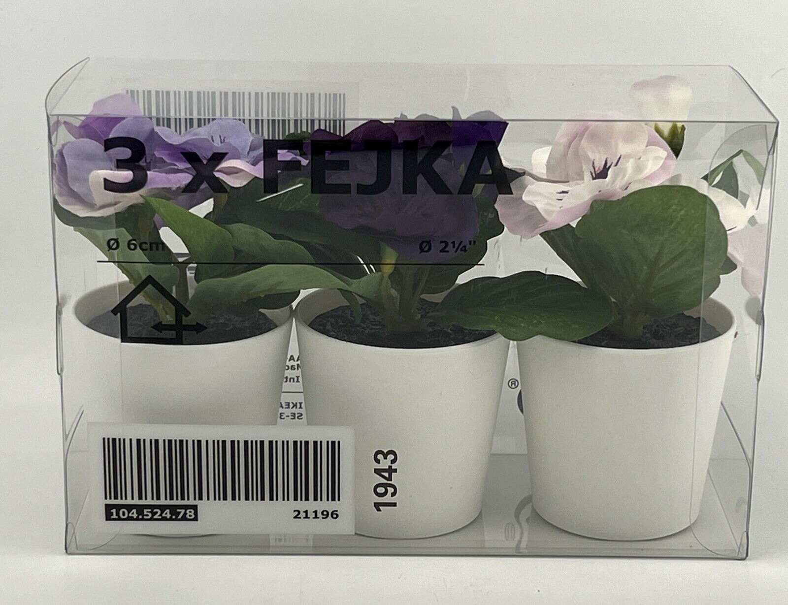 Ikea Fejka Artificial Potted Plant With Pot Set of 3 Flower Mix Purple/White NEW