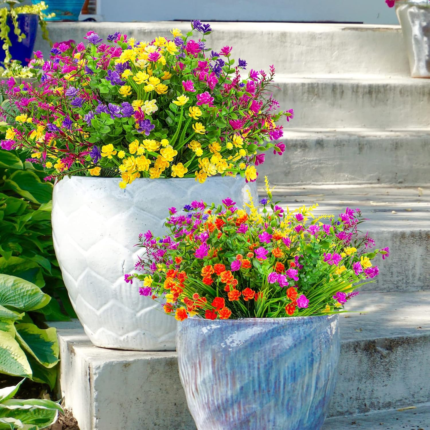 16 Pcs Artificial Flowers for Outdoors Decorations, Mixed Color | fake plastic p