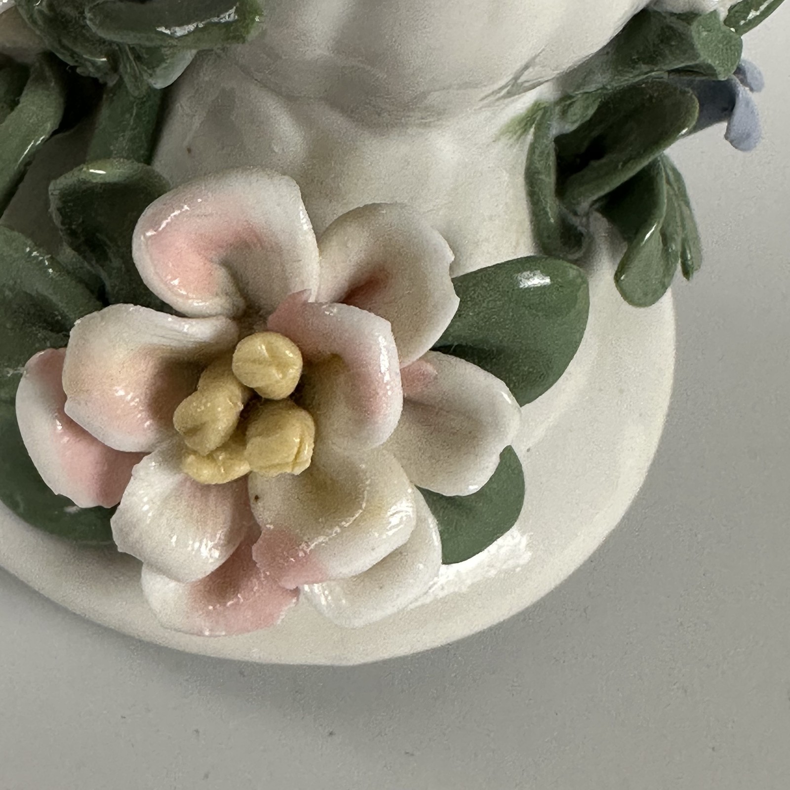 Vintage Ceramic Floral Candlestick Holders Set of 2 Pastel Flowers Made in China