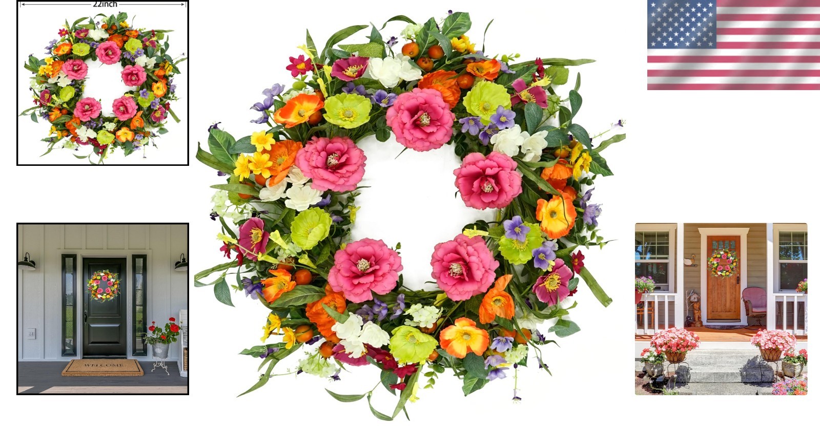 Handcrafted 22” Colorful Wreath – Perfect for Festivals and Special Occasions