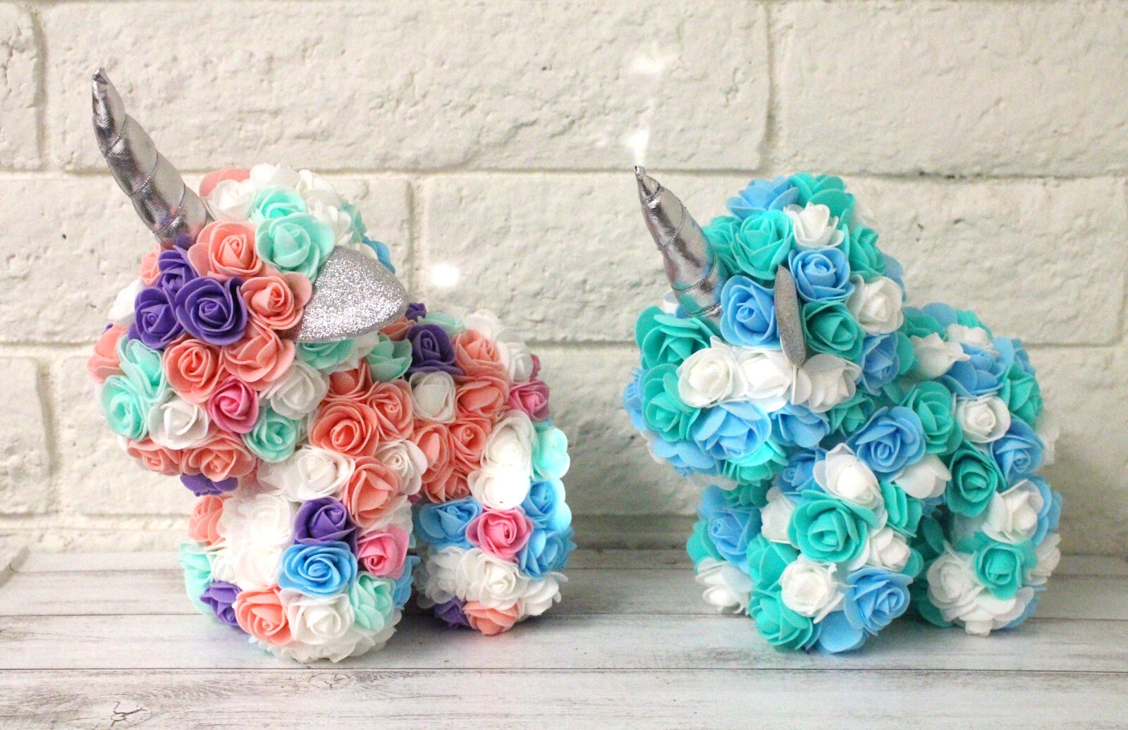 9in Foam Rose Unicorn Birthday Valentine Wedding Romantic Gift Teal Rainbow +Box