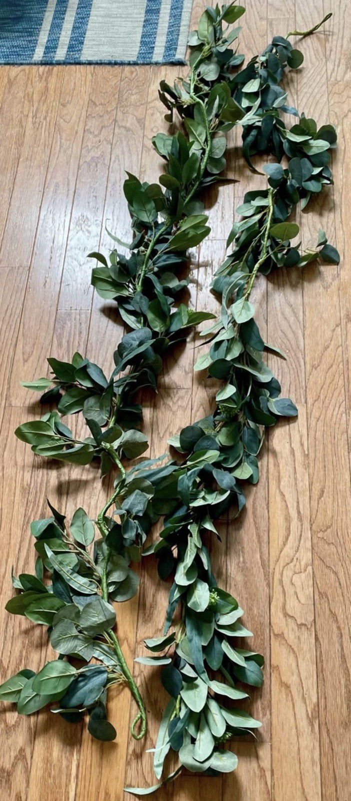 2 Strands of Pre-lit Artificial Eucalyptus Garland 6 Ft Each. Green