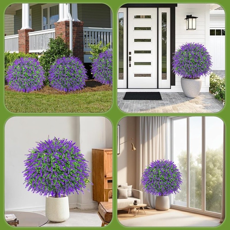 Artificial Lavender Topiary Trees Faux Plants Zero Maintenance Outdoor Decor New