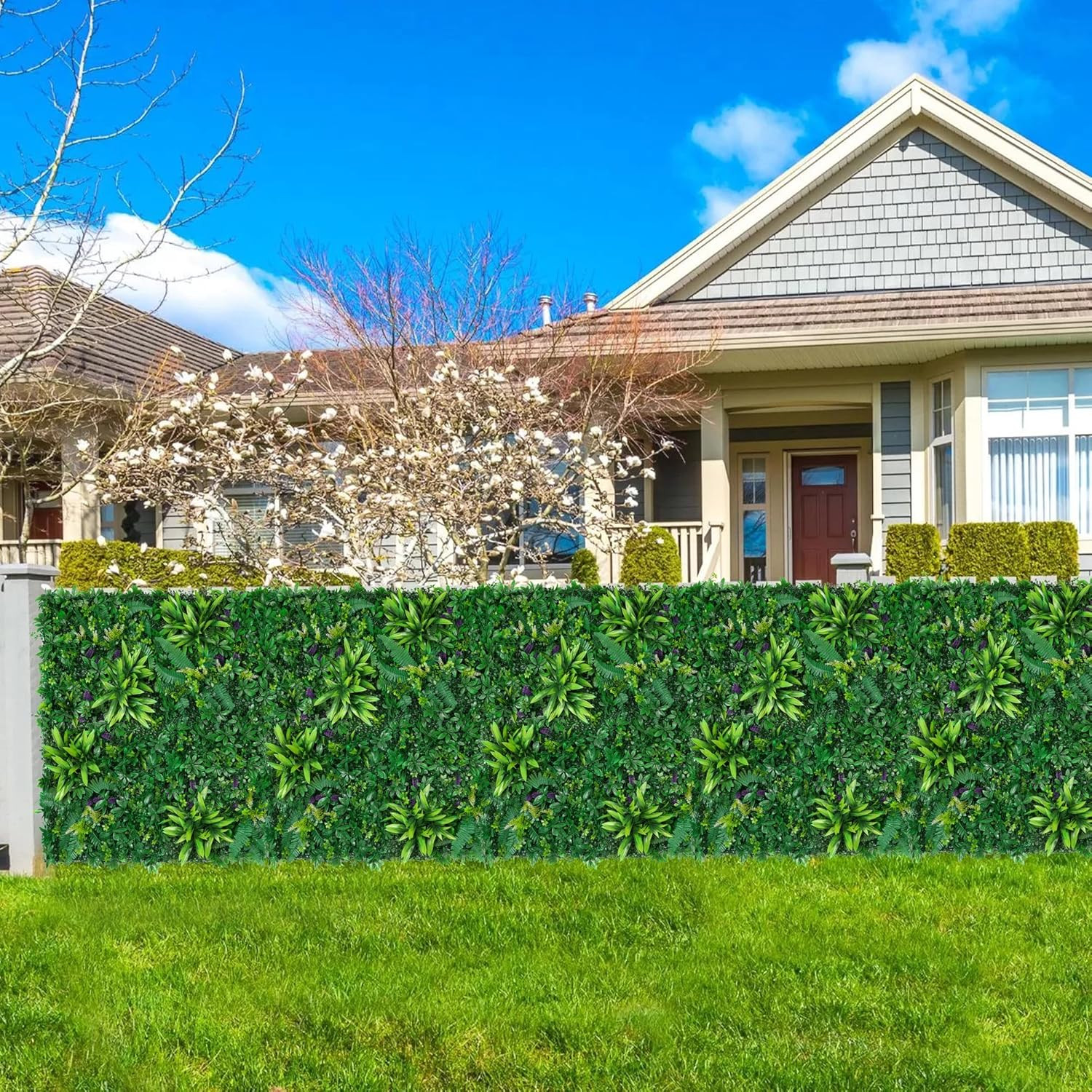 Artificial Boxwood Panels, Grass Wall Panels 20″X20″(6Pcs), Privacy Hedge Fence