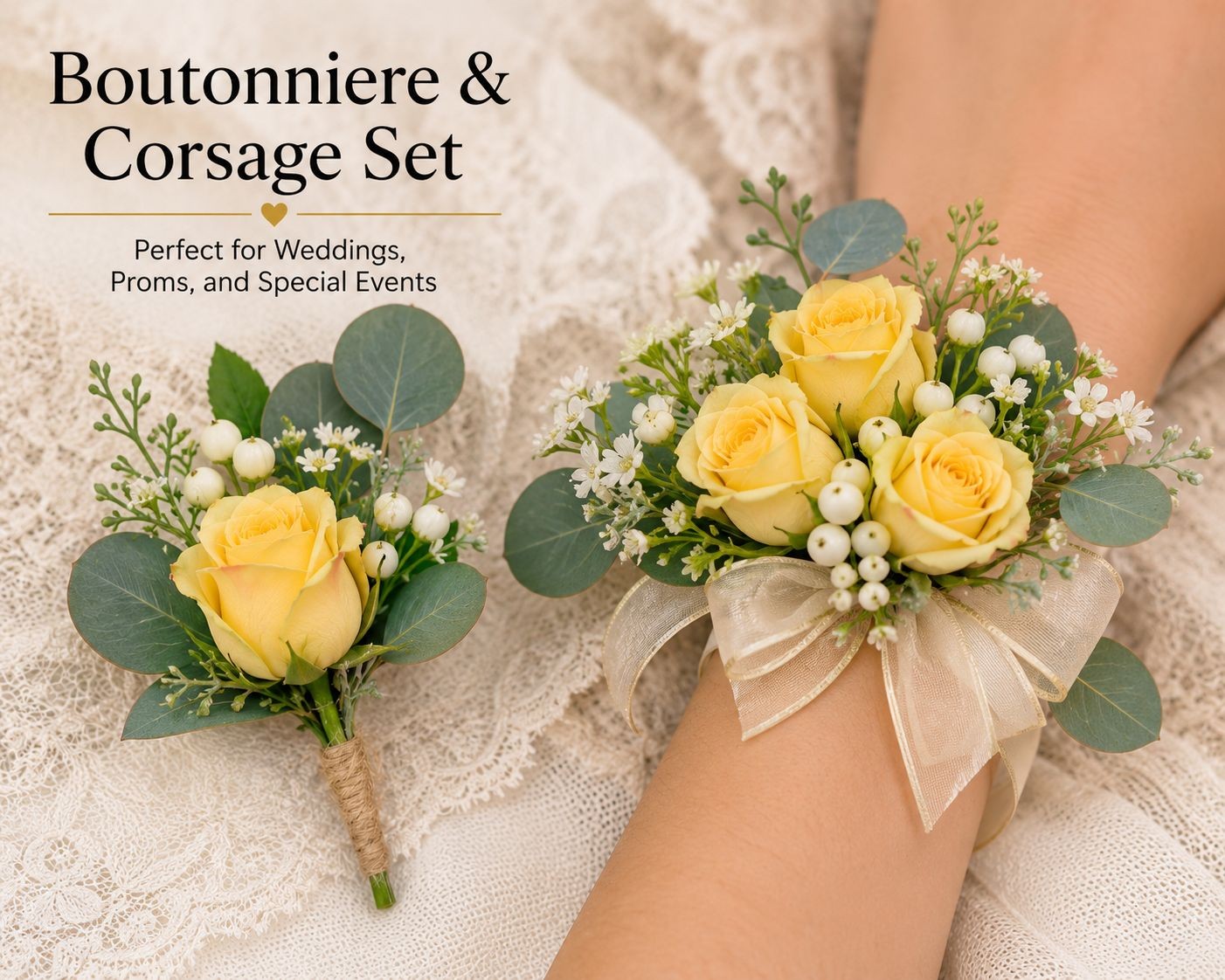 Yellow Artificial Roses 12 Stems Faux Silk Rose Bouquet Small Roses Wedding Flow