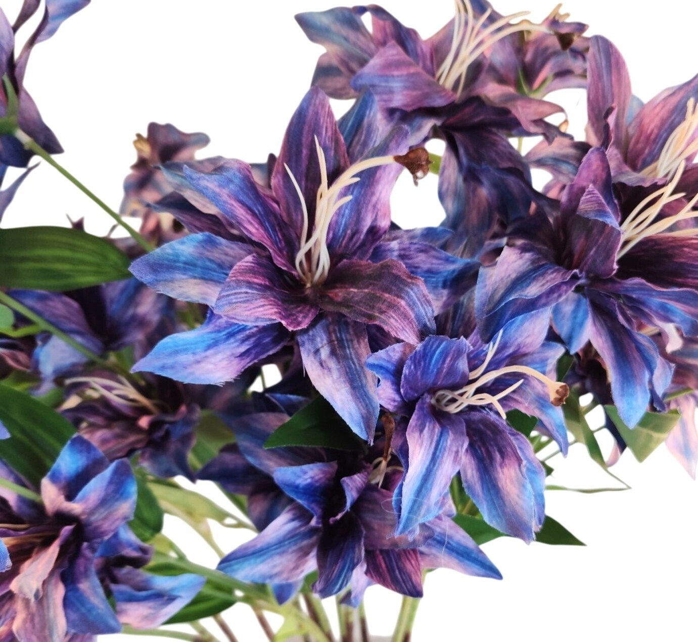 Luxury Artificial Tiger Lily Stem 34 Inch | Purple Blue Faux Lily | Designer Art