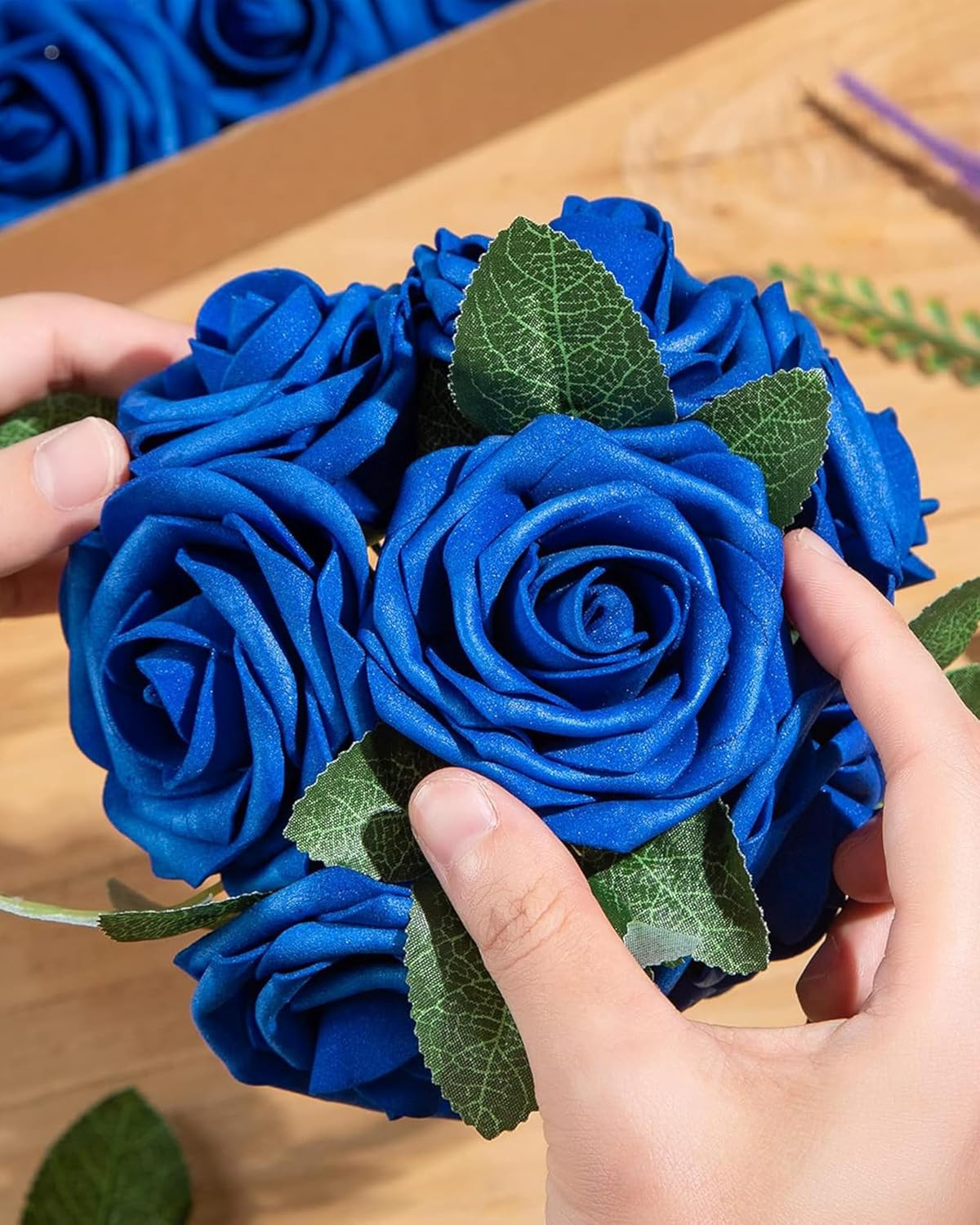 25Pcs Artificial Roses Flowers Fake Roses with Stems Real Touch Foam Flowers for