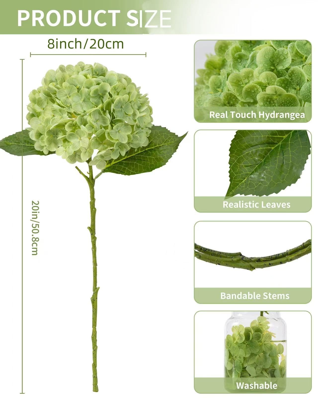 3Pcs Large Hydrangea Artificial Flowers,20 inch Latex Real Touch Hydrangeas L…