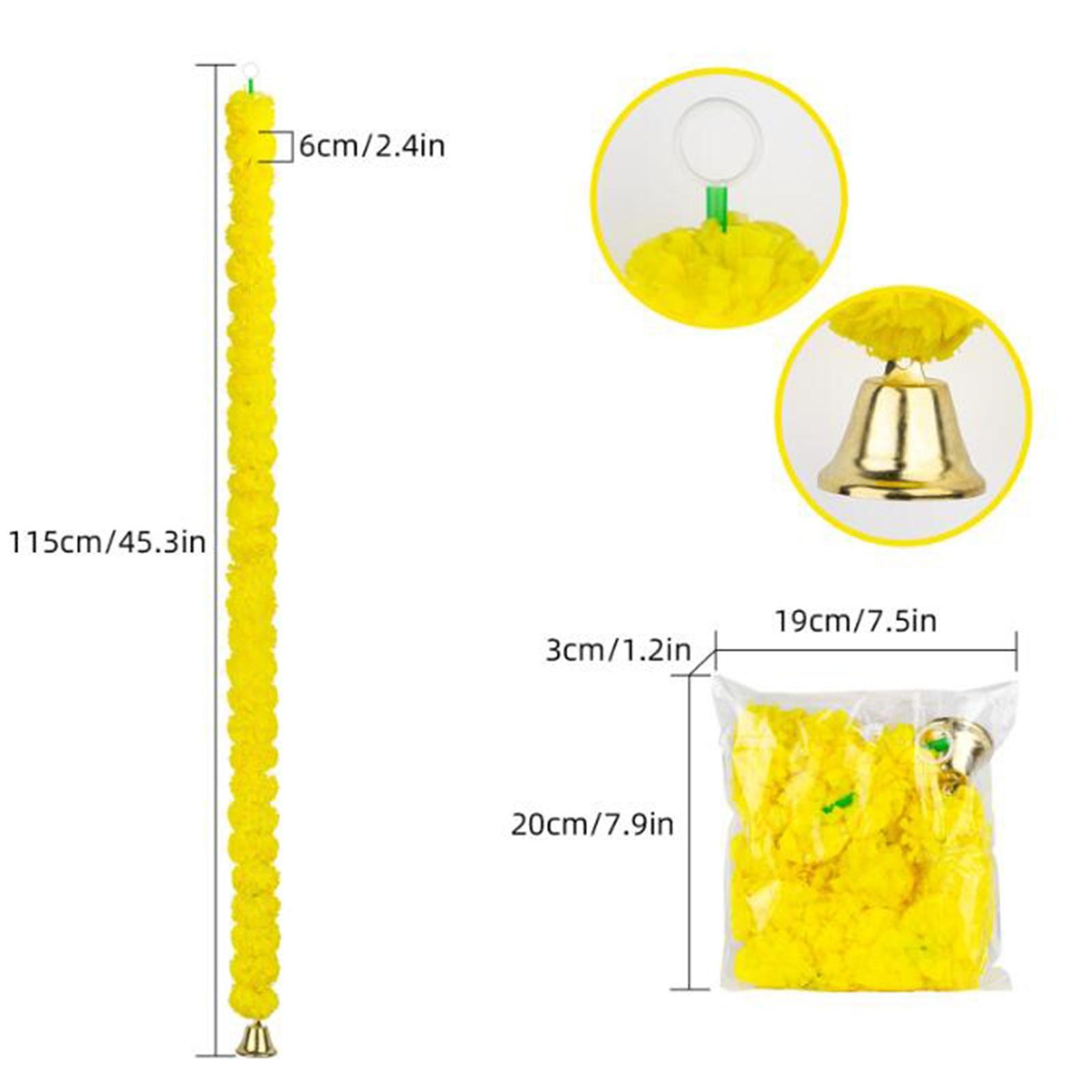 5 Pieces Marigold Garland with Bell 115cm/45.28inch Artificial Marigold Flowers
