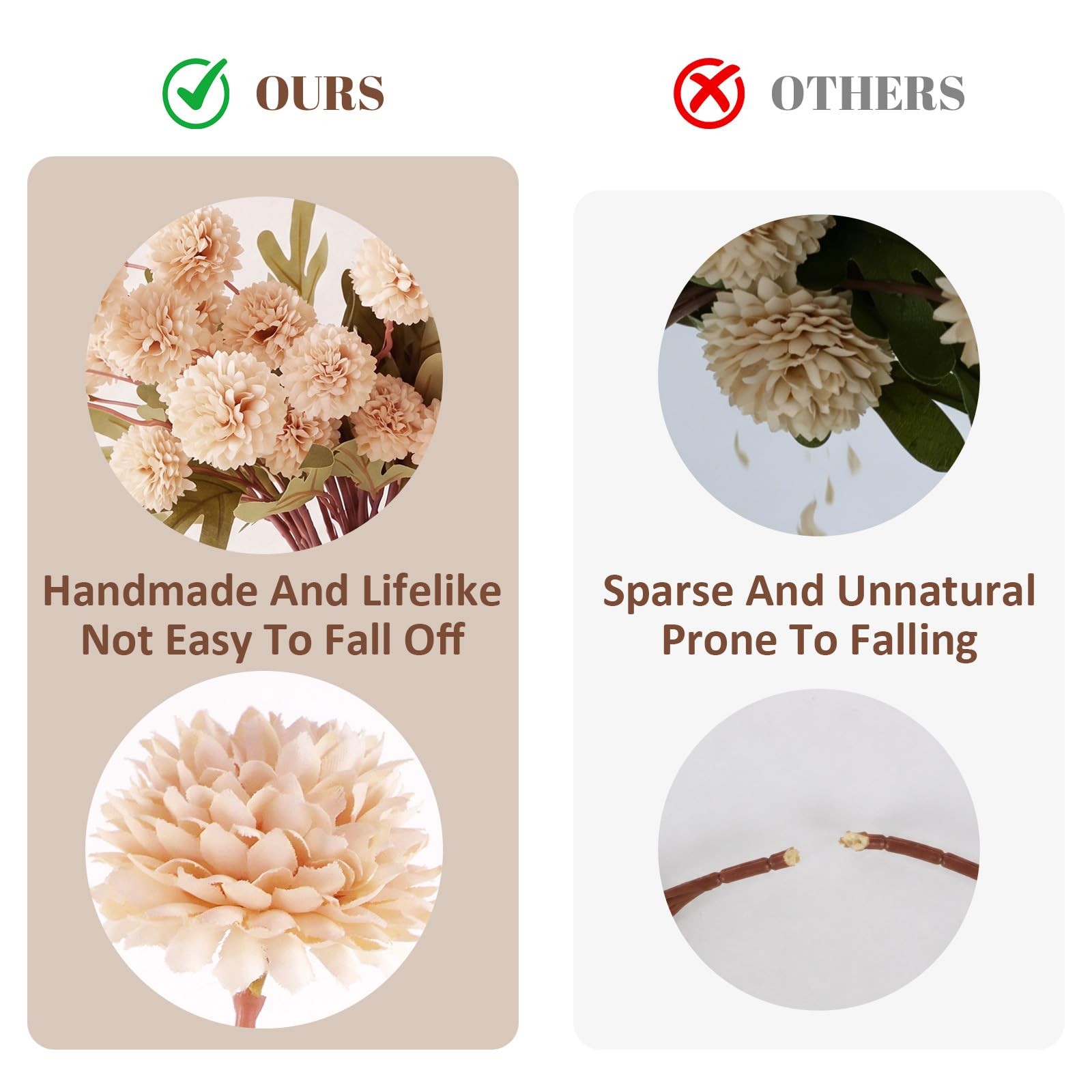 12Pcs Faux Silk Pompon Mum Artificial Flowers for Vase,Artificial Silk Chrysa…