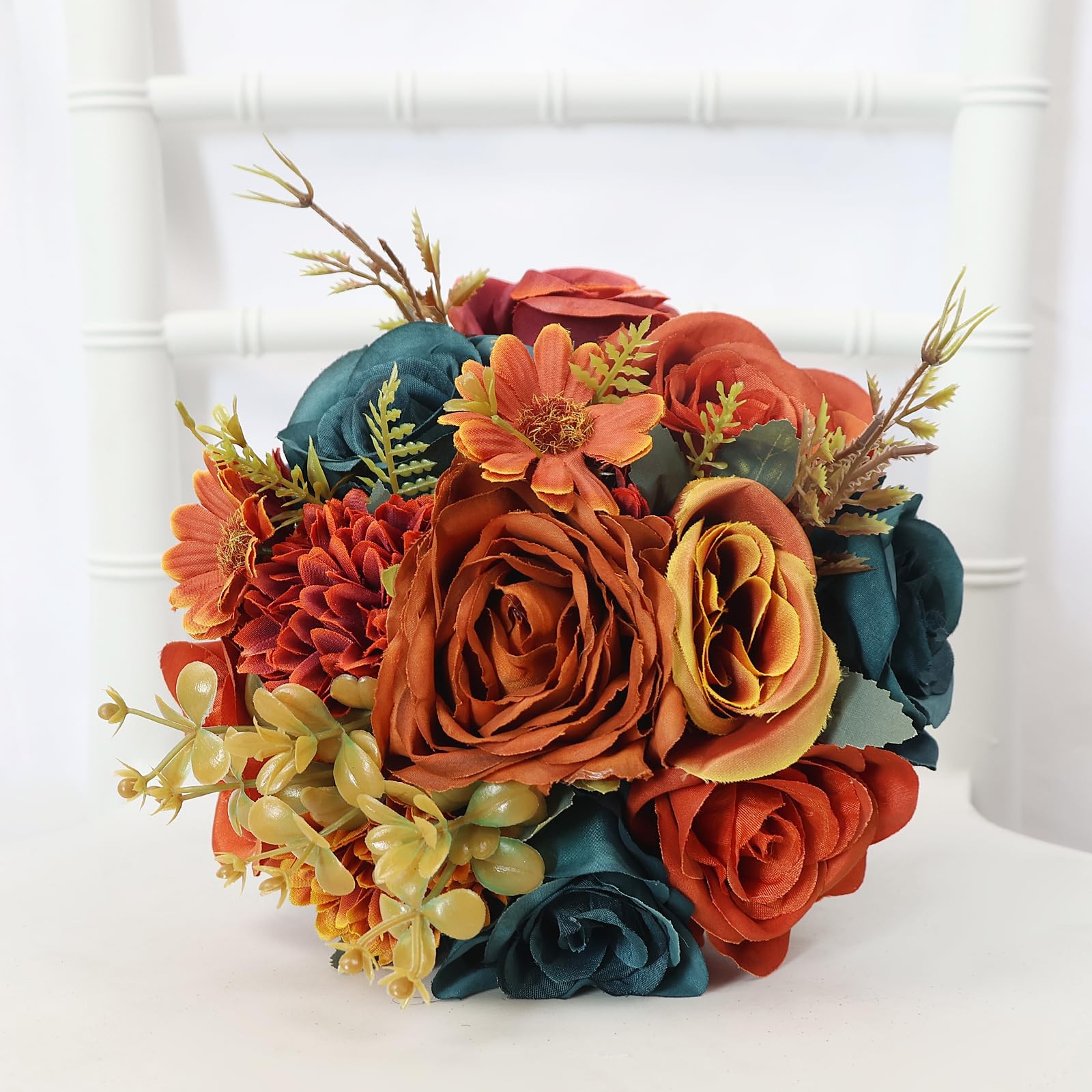 Set of 6 Bridesmaids Bouquets for Wedding – 7 inch Artificial Flower Bridesma…