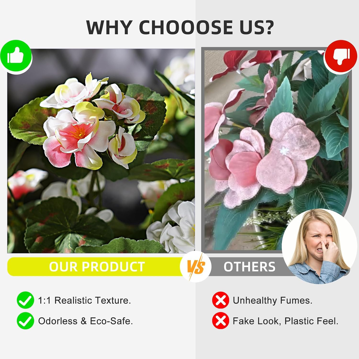 2 Pcs Artificial White Geranium Flowers for Outdoor Decor and Arrangements