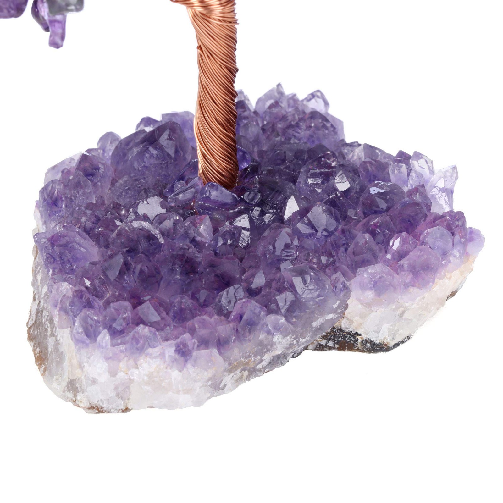 Jovivi Natural Amethyst Healing Crystal Money Tree on Amethyst Cluster Geode Dru