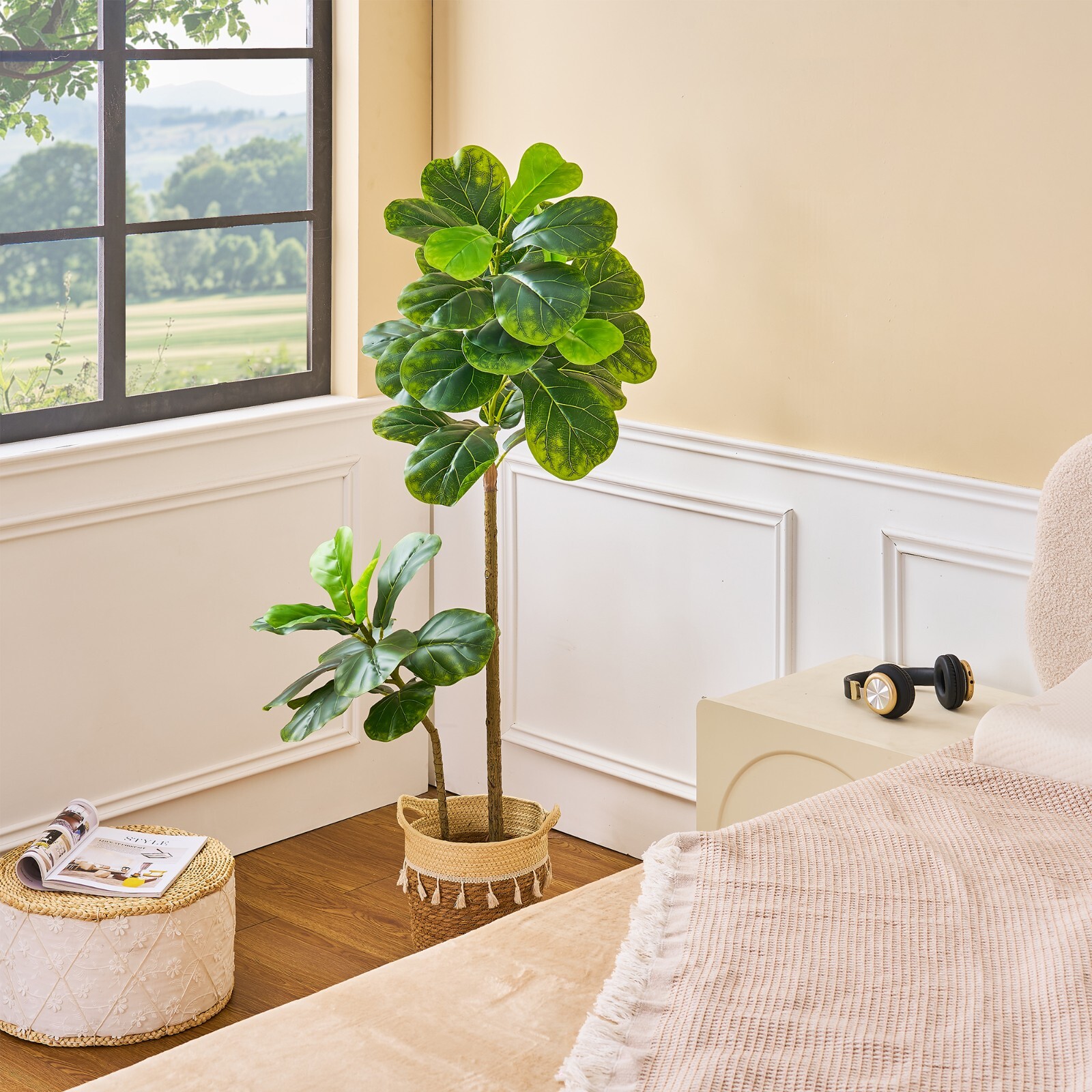 50in Tall Artificial Ficus Microcarpa Fake Potted Faux Indoor Outdoor Home Decor