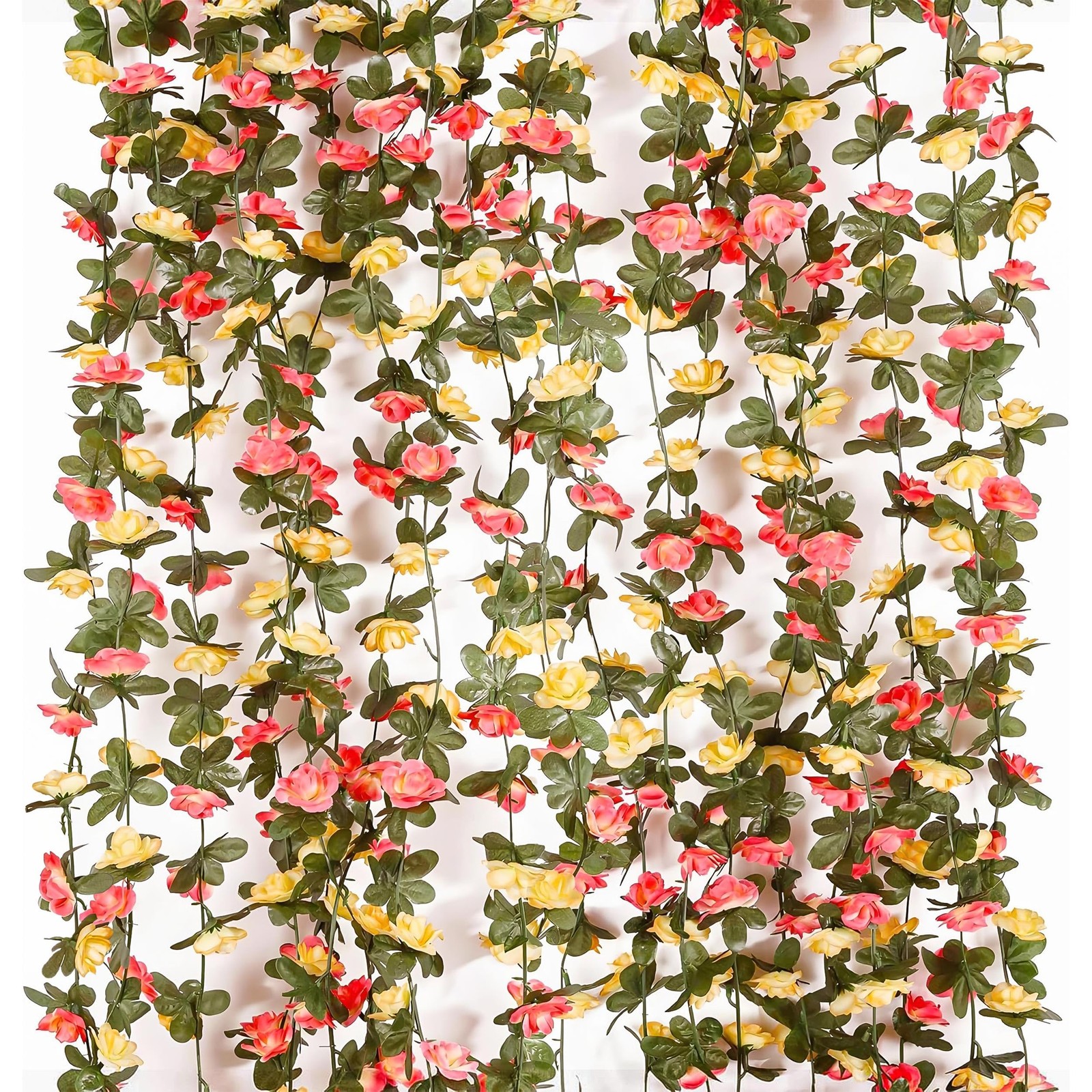 9Pcs 74FT Flower Garland Artificial Rose Arch Vines Fake Spring Floral Garlan…