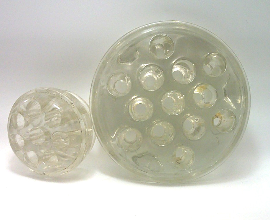 Flower Frogs Clear Glass Floral Organization Pieces Set of 2 Vintage
