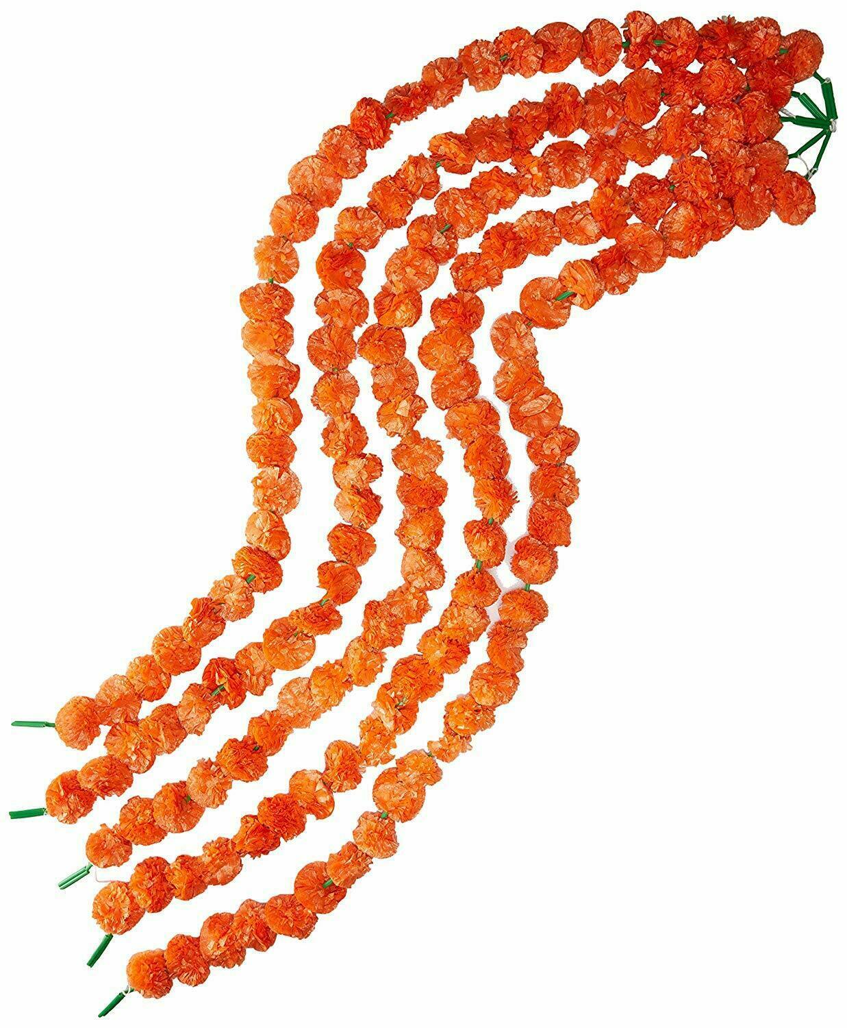 20 Pc Set Artificial Marigold Flower Orange Garlands Indian Wedding Decoration