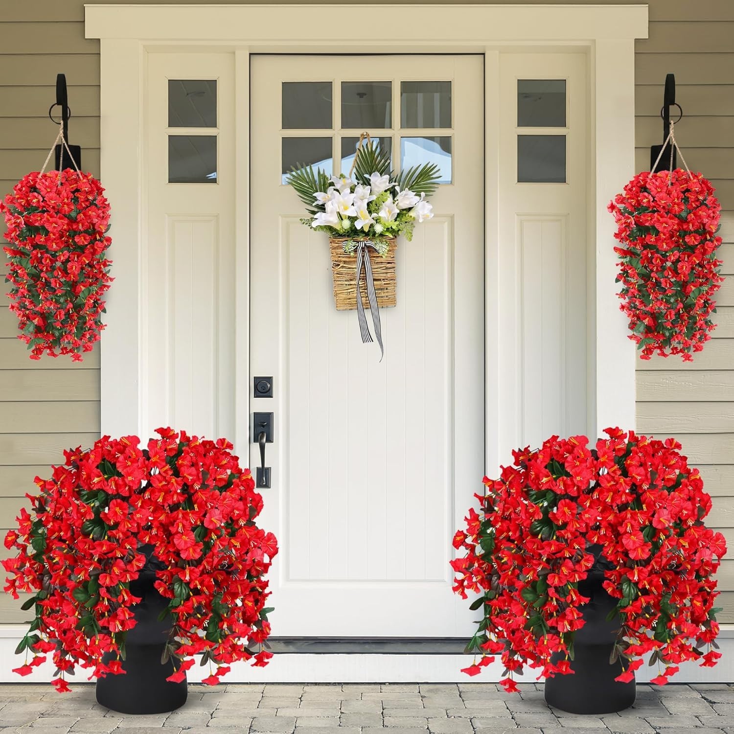 UV Resistant Realistic Hanging Flowers – 2PCS Silk Vines for Patios & Balconies