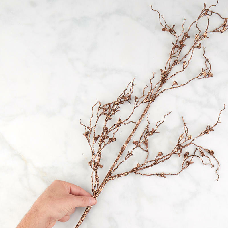 Sparkling Cocoa Brown Twig and Leaf Decorative Sprays | 2 Spray