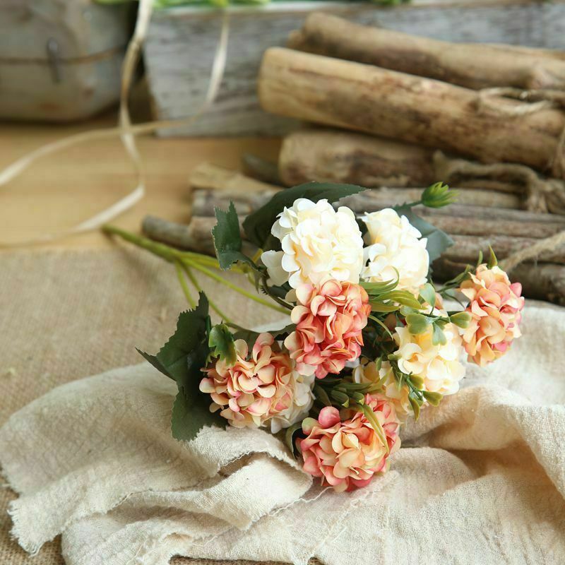 10 Heads Artificial Hydrangea Flowers Silk Bouquet Party Wedding Home Xmas Decor
