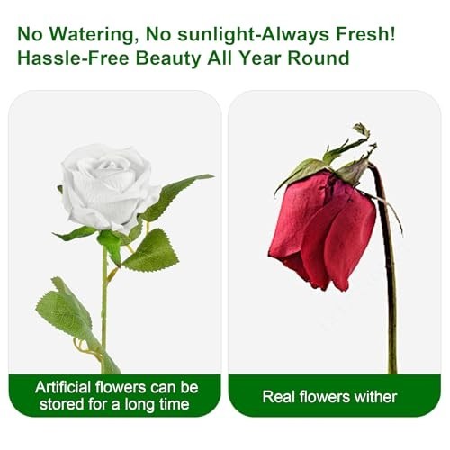 100PCS White Artificial Silk Roses Bouquet – Wedding Centerpieces, Home Decor, D
