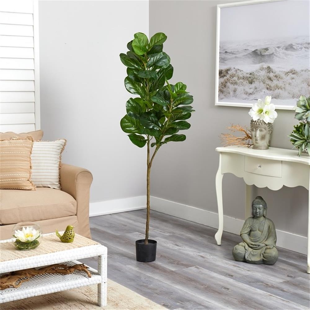 Pemberly Row 66″ Fiddle Leaf Fig Artificial Tree in Green/Black